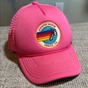 Aviator Nation‎ Venice,CA Trucker Hat Vintage Neon Pink OSFM